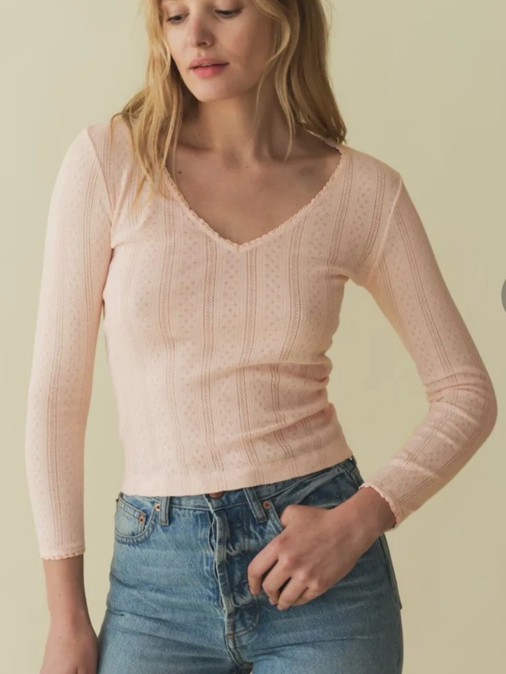 DOEN Cilla Tee Quelle Jolie Pointelle in Petunia Pink 90s Inspired Baby Tee